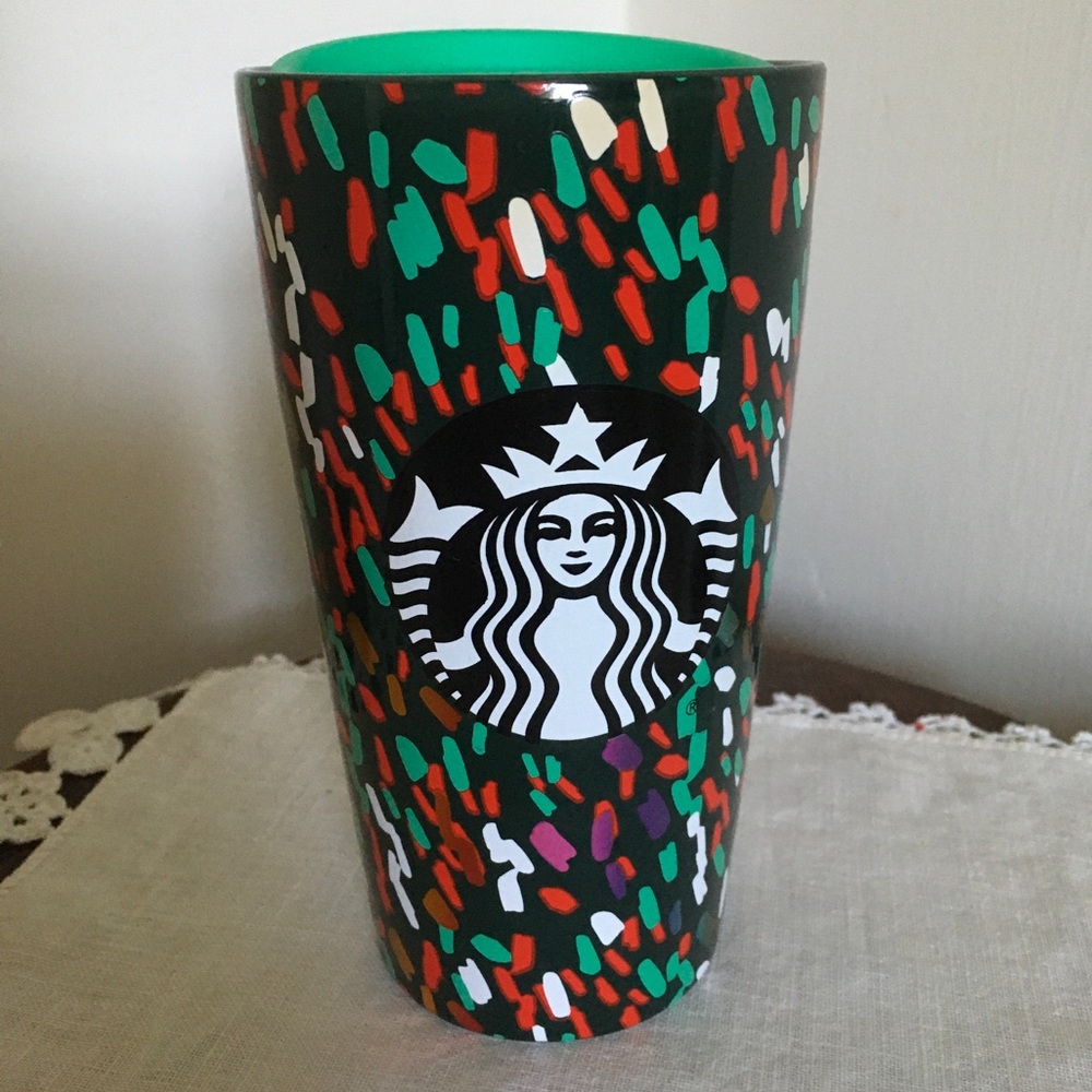STARBUCKS Christmas Confetti Colorful Travel Mug NEW